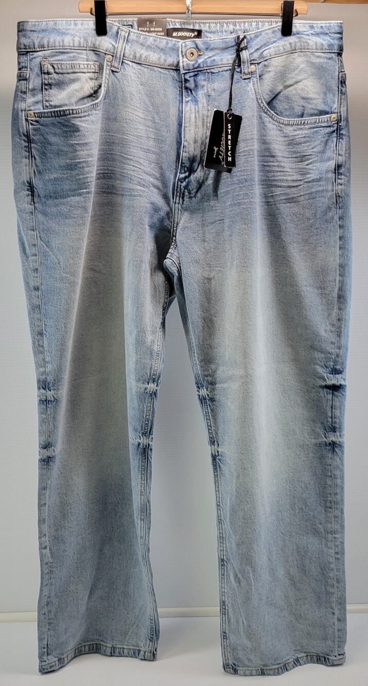 A) M. Society Jeans Men Relaxed Fit Light Wash Denim Pants 40 x 30